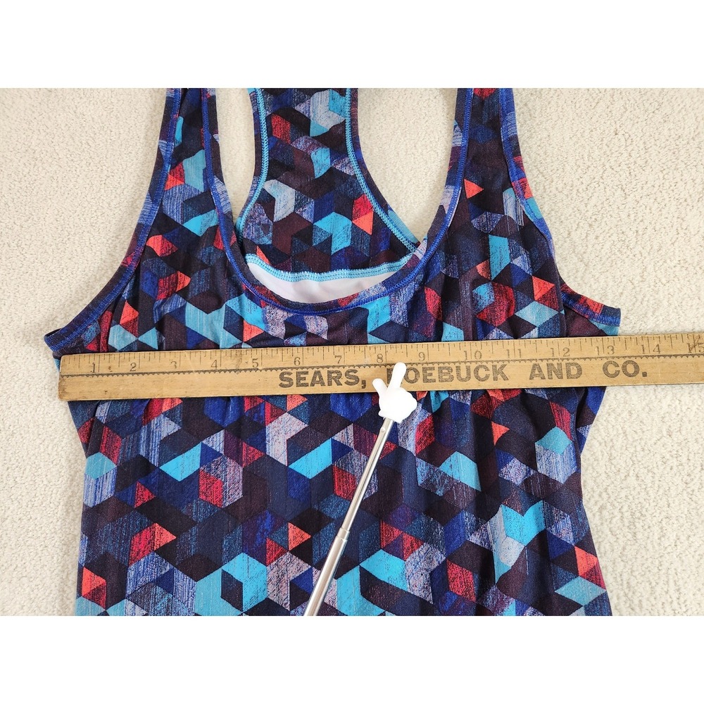 Athleta Geometric Blue Red Black Performance Racerback Tank Top Size Small - Picture 4 of 4